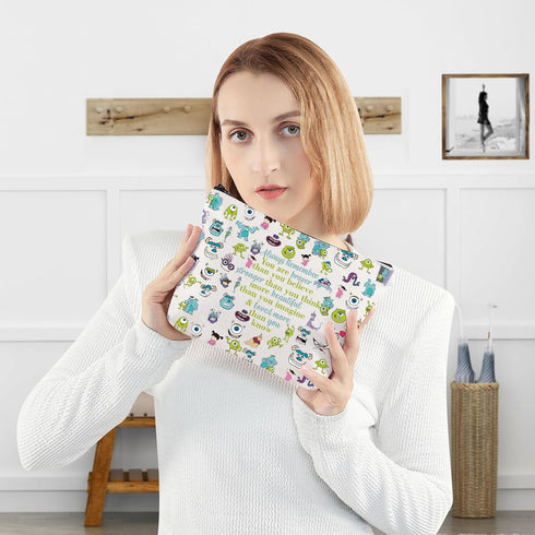 WZMPA Mike & Sully Cosmetic Bag Boo & Roz & Celia Fans Gift You Are Braver Stronger Beautiful Than You Know Monsters Makeup Zipper Pouch Bag Mike ...