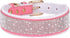 Didog Rhinestone Dog Collar with Soft Lining, Sparkling Crystal Diamond Girl Dog Collars with Soft Warm Pad for Medium Large Dogs, Pink, M...