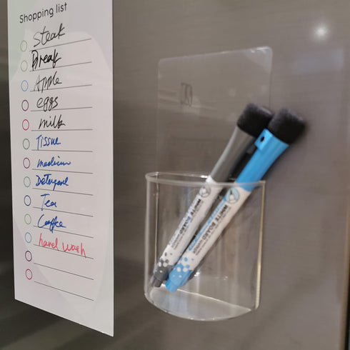 Dry Erase Marker Holder(2 Pack+4 Marker), Removable Wall Pen Holder, Dry Erase Pen Holder for any smooth glossy surfaces...