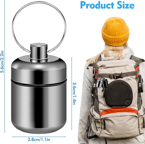 2PCS Keychain Pill Holder, Small Metal Pill Case for Travel Organization, Pocket Pill Organizer Case and Earplug Casing Box for Concerts (Black & ...