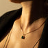 espere Baguette CZ Pendant Necklace | 14K Gold Plated Sterling Silver | Emerald Baguette Pendant Dainty Box Chain Necklace 18''...