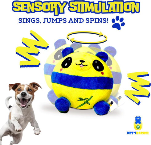 PET’SBARREL Active Moving pet Plush Toy for Dogs. 2024 New Interactive Dog Toy - Vibrant Yellow and Blue Plush Toy. Active Dog Toys Bouncing Dog B...