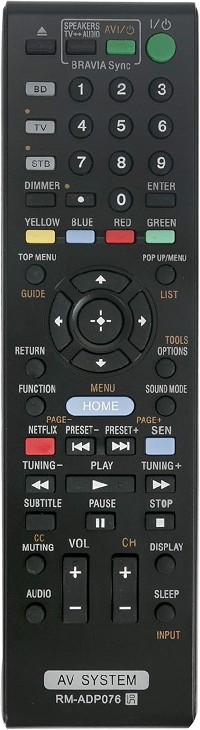 New RM-ADP076 Replaced Remote fit for Sony Blu-ray Disc DVD BDV-N790W BDV-N890W BDV-N890W/Z BDV-N990W BDVN790W BDVN990W AV System Home Theater Sys...
