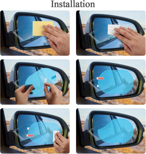 8 Pieces Car Rearview Mirror Film, Anti Fog Glare Rainproof Waterproof Mirror HD Clear Nano Coating Car Film, Protective Sticker for Rear View Mir...