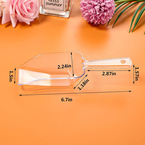 Roshtia 12 Pcs Plastic Serving Tongs Mini Kitchen Tongs Utility and Plastic Kitchen Scoops Clear Ice Scoop Mini Clear Buffet Scoop for Candy Desse...