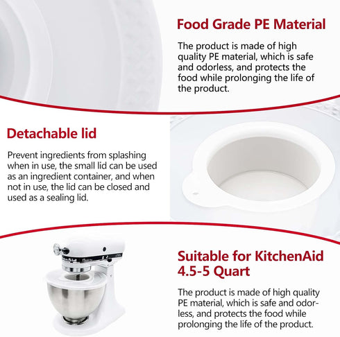 K45SS Mixers Bowl Covers for Kitchenaid Tilt-Head Stand Mixer 4.5-5 Quart, Splashproof Bowl Lid....