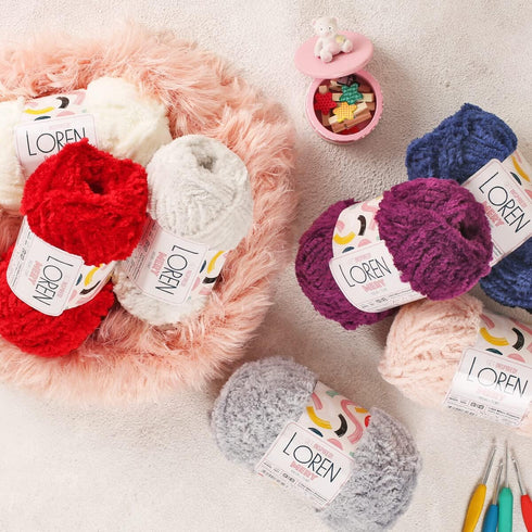 2 Skein Loren Mery, Faux Fur Yarn for knitting and crocheting shawls, cardigans, home accessories, teddy bears, toys, amigurumi, 100% Polyester, 1...