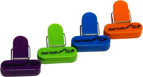 Chef Craft Select Plastic Micro Bag Clips, 4 Piece Set, Purple/Orange/Green/Blue...