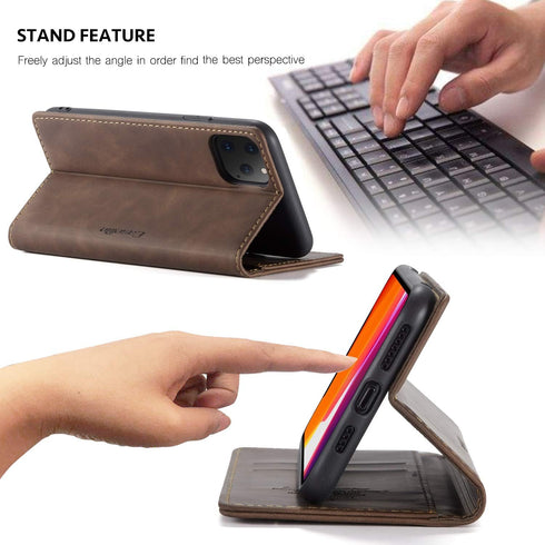 SINIANL iPhone 11 Pro Wallet Case - Leather Flip Case with Kickstand, Credit Card Slot, Magnetic Closure - Protective Cover for Apple iPhone 11 Pr...