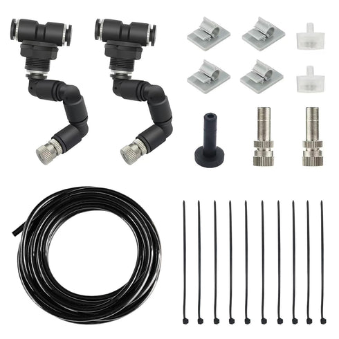 Misting Irrigation Kit Plant Watering System Fittings with 1/4 inch 1/2 inch Blank Distribution Tubing Hose Adjustable Nozzle Emitters Sprinkler B...