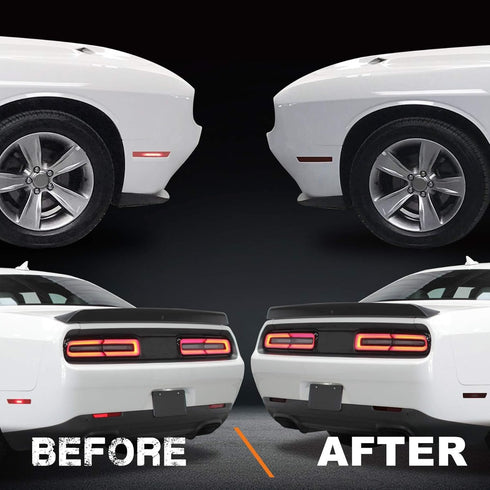 NDRUSH Blackout Side Marker Lights & Reflectors Vinyl Tint Film, Precut Overlay, Sidemarker Wrap Covers Compatible with Dodge Challenger 2015-2021...