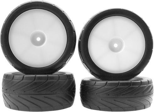 4Pack ShareGoo RC 85mm/3.34" Rubber Tires Front Rear Tyres 12mm Hex Wheel Compatible with Redcat HPI HSP Kyosho 1/10 RC Off-Road Car Buggy (White)...