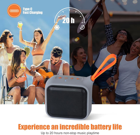 Waterproof Portable Bluetooth Speaker with 8W Big Sound, Small Wireless Speaker Subwoofer,20H Playtime, BT 5.3, Support TF Card, TWS for Bicycle, ...
