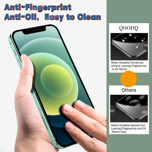 QHOHQ 3 Pack Screen Protector for iPhone 12 6.1 Inch with 2 Pack Tempered Glass Camera Lens Protector, Ultra HD, 9H Hardness, Scratch Resistant, E...