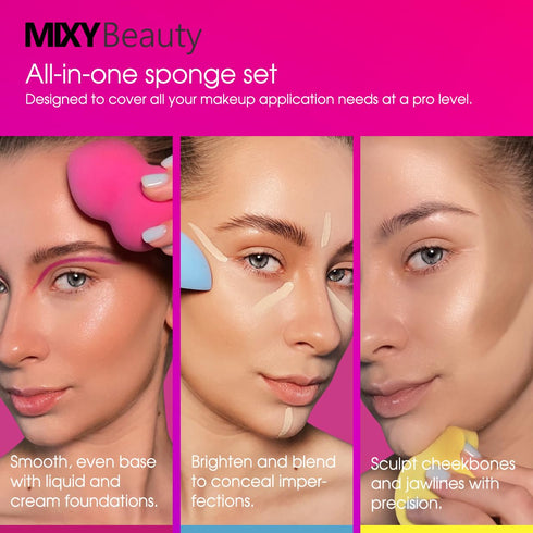 Makeup Sponge Set of 3 – Pro beauty blender sponge for Foundation, Concealer & Contour – Latex-Free sponges for Liquid Blush Foundation, Powder & ...