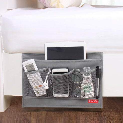 Bedside Storage Organizer, Bedside Caddy, Table Cabinet Storage Organizer, TV Remote Control, Phones, Magazines, Tablets, Accessories, Grey...