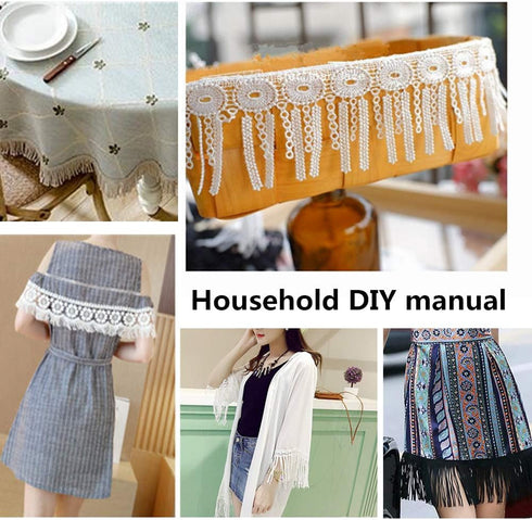 FQTANJU 5 Yards Lace Trim with Tassel, 7cm wide, Black, DIY Sewing Applique Craft...