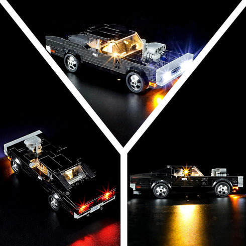 LED Light Kit for Lego 76912 Speed Champions Fast & Furious 1970 Dodge Charger R/T Set, Compatible with Lego 76912 Building Blocks Model(Not Inclu...