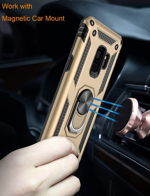 LUMARKE for Galaxy S9 Case,Pass 16ft. Drop Tested with Magnetic Ring Kickstand Compatible with Car Mount Holder,Military Grade Protective Phone Co...
