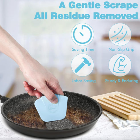 Pan Scraper Dish Scraper Tool - Pot Scraper Plastic for Cast Iron Skillet Cookware Cleaning, 6 Pcs Non Scratch Plastic Food Scraper Tool Kitchen, ...