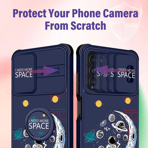 (2in1 for Samsung Galaxy A03S Phone Case for Women Cute Girls Cover Astronaut Fun Funny for Teen Boys Cool Cartoon NASA Design with Camera Cover a...