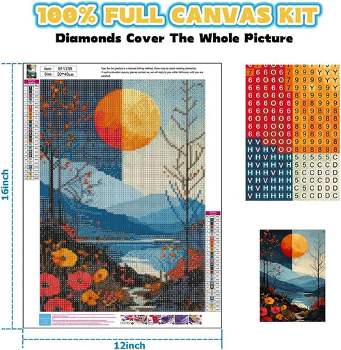 Perycomly Diamond Painting Kits for Adults, 5D Landscape Diamond Art Kits, Full Drill Rhinestone Diamond Painting Kit for Beginners, Great Gift De...