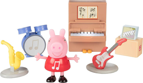 Peppa Pig Little Rooms Music Studio Playset, 6 Pieces - Includes Peppa Figure, Guitar, Saxophone, Drums, Records & Light-Up Piano - Ages 2+...