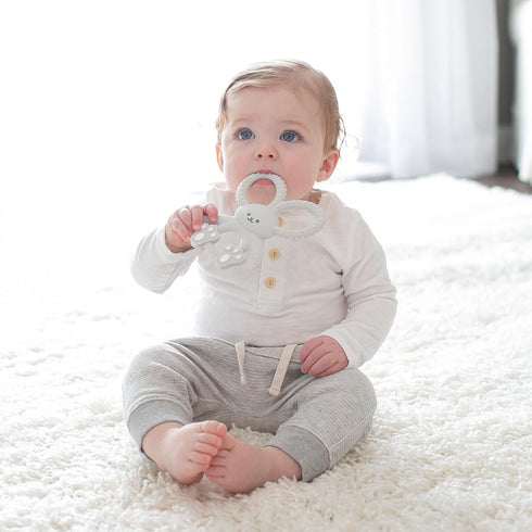 Dr. Brown's Flexees Gray Bunny, Soft 100% Silicone Baby Teether, BPA Free, 3m+...