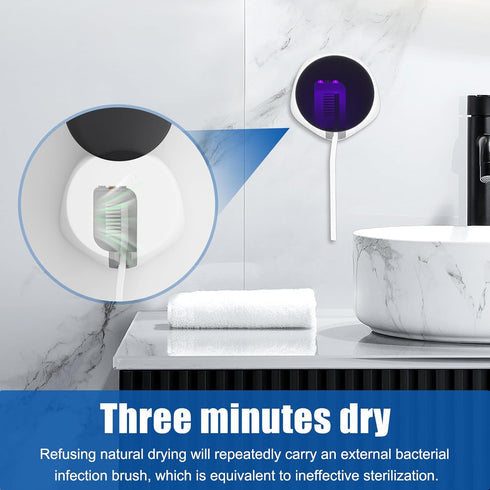 UV Toothbrush Case Sanitizer?Portable Sterilizer with Fan Drying Function,Fits All Toothbrushes for Electric and Manual,Safety Feature for Home an...