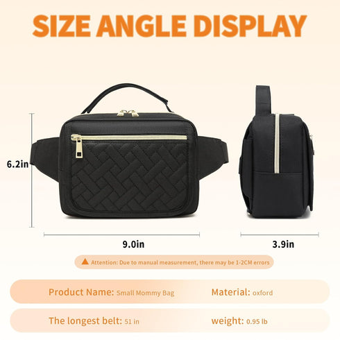 Small Diaper Bag with Portable Changing Pad,Crossbody Diaper Bag Pack with Wipes Pocket,Mini Diaper Bag Fanny Pack for Baby Travel Black...