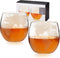 Viski Globe Glass Whiskey Tumblers, Etched Glass Whiskey Enthusiast Gift and Glassware Accessory, 10 oz, Set of 2...