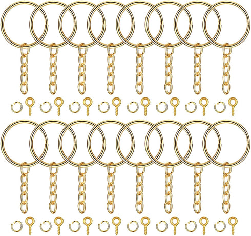 Key Chains 100Pcs Key Chain Rings Kit with Open Jump Ring & Screw Eye Pins,Keychain Accessories for Jewelry Crafts Keychains Making Supplies...