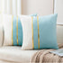 ZLINA Set of 2 Velvet Decorative Throw Pillow Covers Aqua Green White Patchwork with Gold Leather Pillow Covers 18 × 18 Inch Cushion Covers Decor ...