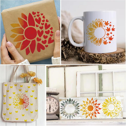35 Pack Sunflower Flower Stencils for Painting on Wood, Floral Stencil Spring Nature Template for DIY Craft Wall Fabric Rock Chalkboard Sign Schoo...