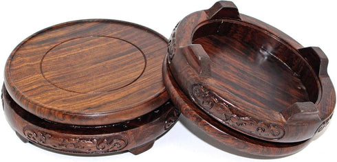 GOLDY&WENDY Round Brown Rosewood Pedestal Base Display Stand (3.8" Inside Diameter)...