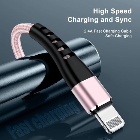 Essri for Phone Charger Cord 10 FT 3Pack,USB to Lighting Cable 10 Feet, Nylon Braided Long Charging Cable 10 Foot Compatible with iPhone 14/13/12/...