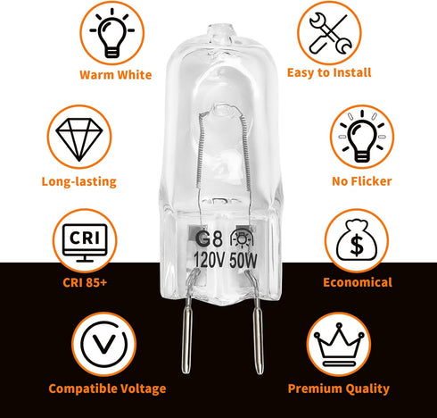 Belleone Light Bulb Fit for GE Microwave Oven - 120V 50W Halogen Light Bulb Lamp Compatible with GE Over The Range Microwave Hood, Kitchen Over St...