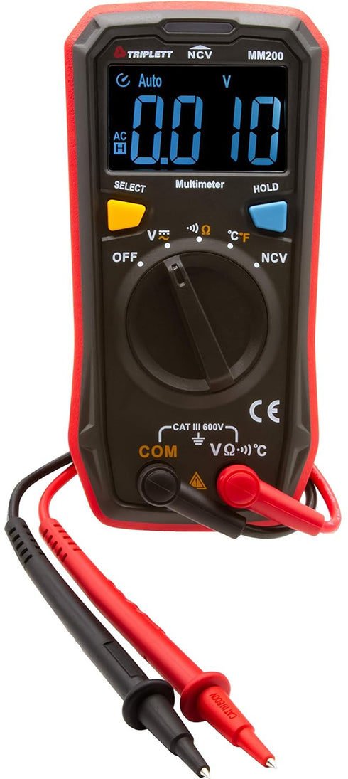 Triplett MM200 Compact 4000 Count Multimeter - AC/DC Voltage, Resistance, Temperature, Continuity ,Black...