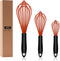 Dishwasher Safe Silicone Whisk, Sealed Waterproof Design Set of 3, Professional Kitchen Whisks for Cooking Non-Scratch, Silicone & Stainless Steel...