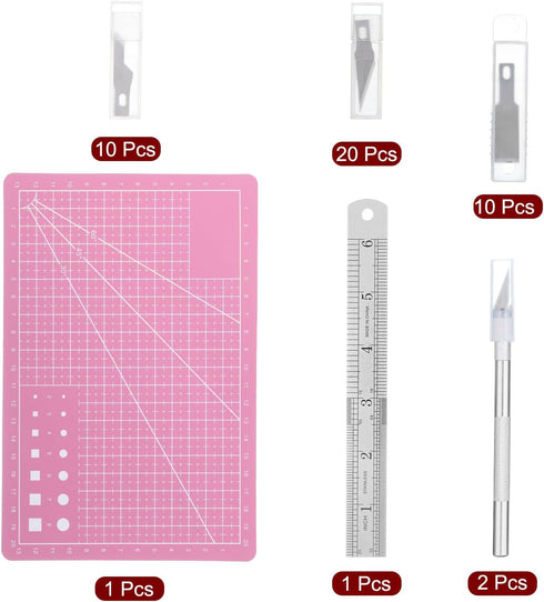 (6" x 8") A5 Cutting Mat, Exacto Knife Precision Carving Craft Hobby Knife Kit (#11#16#17) for DIY Art Work Cutting, Hobby, Stencil, Scrapbooking...