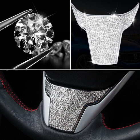 Steering Wheel Bling Crystal Accessory Interior Stickers Compatible with Honda Civic CR V...