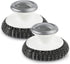 2 Pcs Steel Wool Scrubber with Handle, Heavy Duty Hand Pot Scrub Brush Stainless Steel Scouring Pad Steel Cleaning Kit, Easy to Remove Stains Kitc...