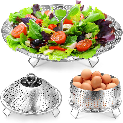 Steamer Basket, Premium Stainless Steel Vegetable Steamer Basket for Veggies & Seafood Cooking, Expandable Food Steaming Basket Fits for Various S...