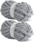 HOMBYS Light Grey Chunky Chenille Yarn for Crocheting, Bulky Thick Fluffy Yarn for Knitting,Super Bulky Chunky Yarn for Hand Knitting Blanket, Sof...