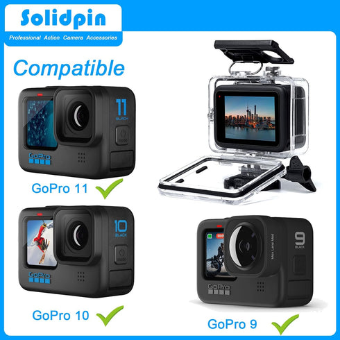 Waterproof Housing Case for GoPro HERO 11 Black, Hero 10 9 Black Diving Protective Underwater Dive Cover Shell for Go Pro 11 HERO 10 9 Black Acces...