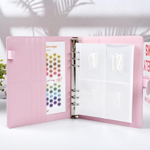 100 Envelope Challenge Binder, A5 Savings Binder with Cash Envelopes for Fun and Easy Savings $5,050 (Pink)...