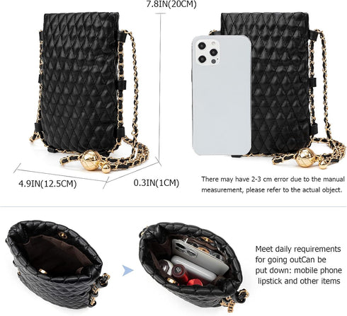 myfriday Mini Quilted Crossbody Purse for Women, Soft Small Summer Shoulder Purse and Handbag with Adjustable Chain Strap...