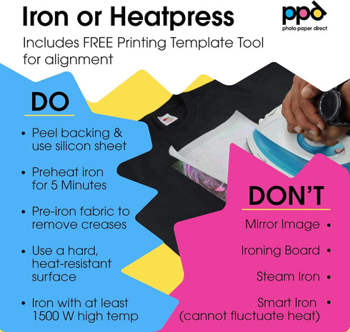 PPD Iron on Transfer Paper for Dark Fabric Compatible with Inkjet Printer, 8.5 x 11 Printable T Shirt Heat Transfer Papers Machine Washable (20 Pa...
