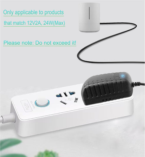 12V 2A AC Adapter 100-240V AC to DC 50-60Hz 12V DC transformer 12 Volt 2 Amps 24W Power Supply Converter with 5.5mm x 2.1mm/2.5mm Plug, for LED Li...