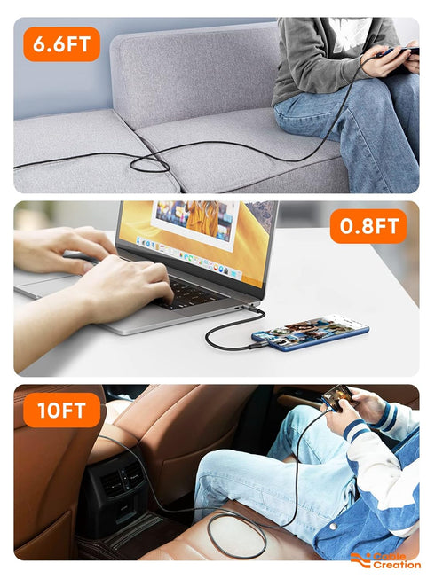 CableCreation Short USB C to USB C Cable 60W, USB C Charger Cable 0.8FT, Double-Braided Exterior Compatible with iPhone 15, Galaxy S23 Ultra S22 S...